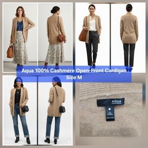 Aqua 100% Cashmere Open-Front Cardigan Size M